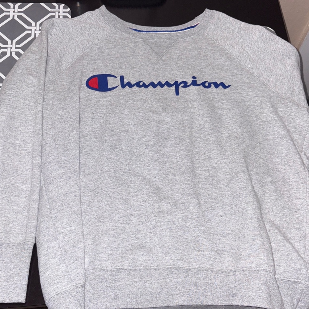 Champion Men's Light Gray Crewneck Sweater
